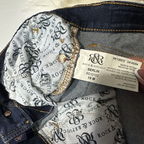 ROCK & REPUBLIC Berlin Jeans Dark Wash Pockets 30x29 Size 10 Skinny - Picture 12 of 12